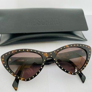 Moschino Studded Cat Eye Sunglasses, Tortoise - Like New